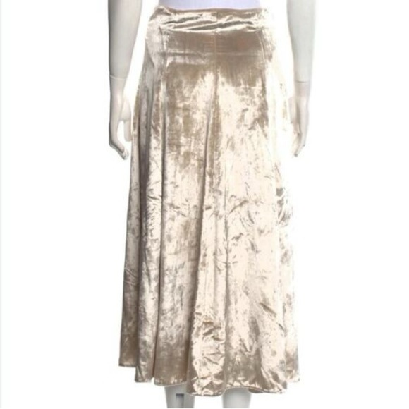 House of Harlow 1960 Velvet Taupe Champagne A-Line Skirt 26 S Flowy Boho Maxi - Picture 2 of 7